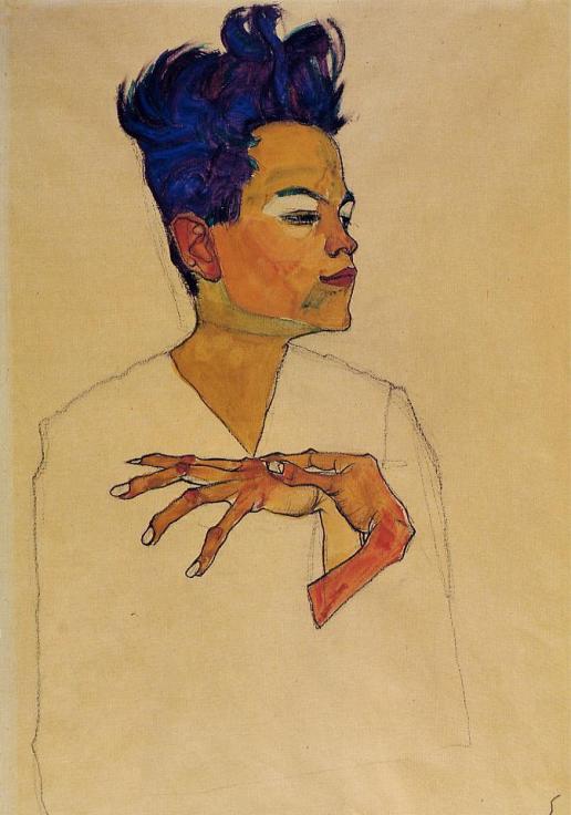 egon schiele self-portrait-with-hands-on-chest-1910